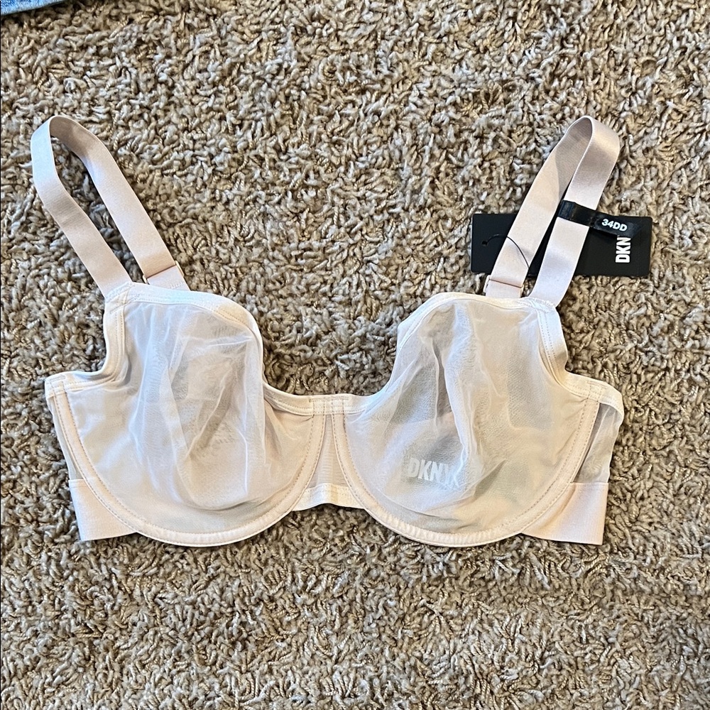 DKNY Sheers Unlined Demi Bra - Nude